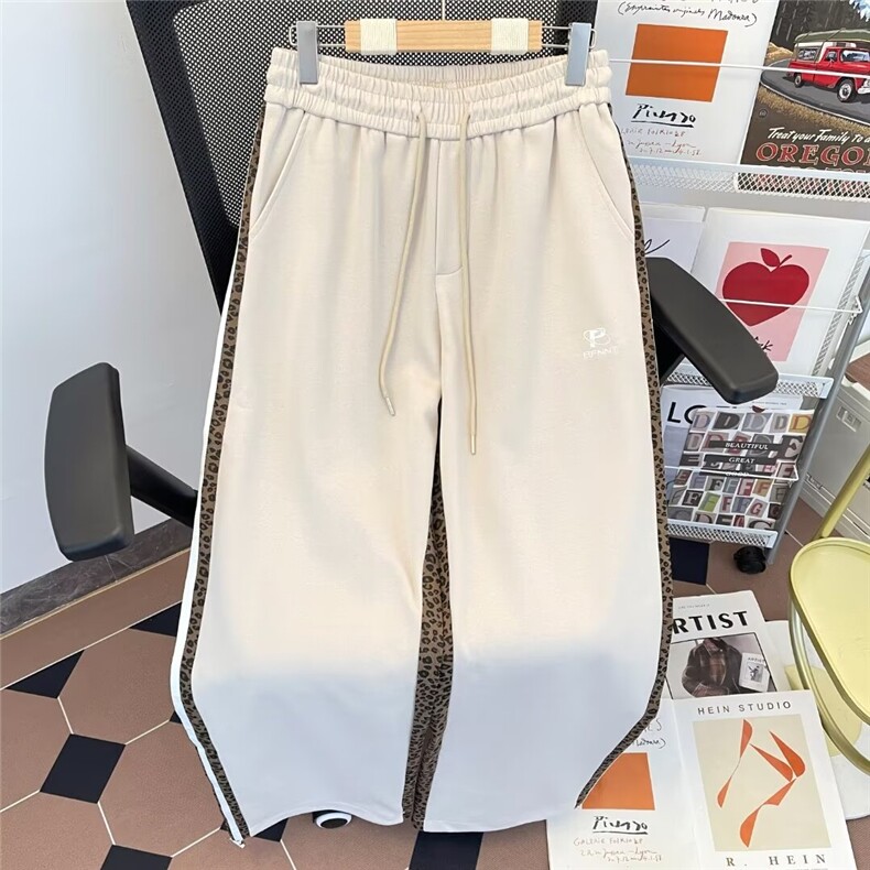 微弹复古休闲拼接卫裤男女秋季嘻哈宽松条纹直筒裤K2868/P45,男装休闲裤,星座506B