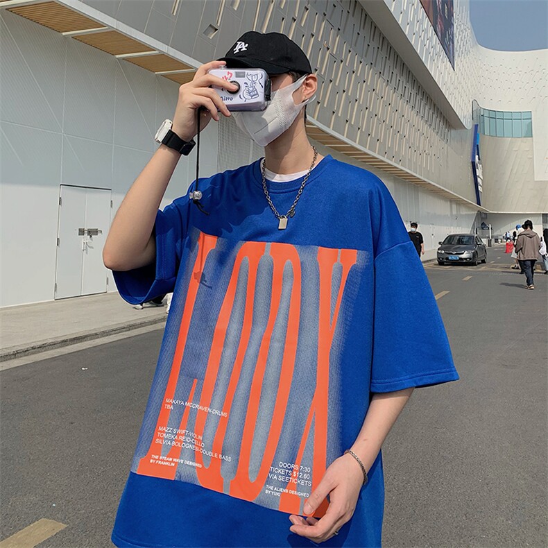 2025夏季港风休闲宽松印花T恤B266-DX10-P30,男装T恤,星座B257-1
