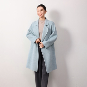 时尚百搭羊毛女士双面呢大衣 秋冬必备显瘦气质外套图片