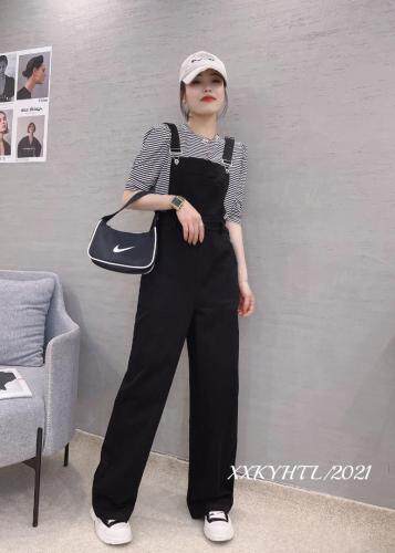 21021、条纹背带牛仔裤套装，女装牛仔裤，茜茜可依 红太狼