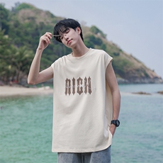 无袖背心美式坎肩短袖复古夏季ins宽松男装T恤B225-T9226-P35-X48，男装背心/马甲，电商B225