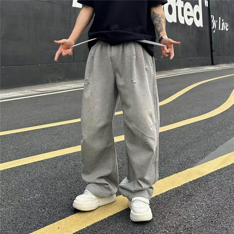 2025春夏新款重工纯棉洗水破洞复古晕染设计卫裤GBL7193P61,男装休闲裤,电商A089-1