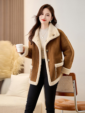 2025年冬季羊羔毛潮休闲新款短款外套，女装羊羔毛/颗粒绒，秀美人生