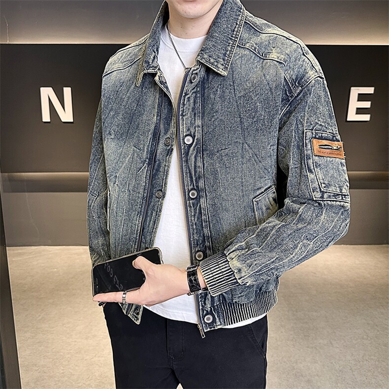 抖音水洗做旧夹克男2025秋款高货牛仔男外套B317/JK609/P165,男装工装外套,电商B317
