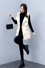 时尚保暖女士连帽棉马甲修身显瘦冬季外套，女装棉衣/棉服，超帛