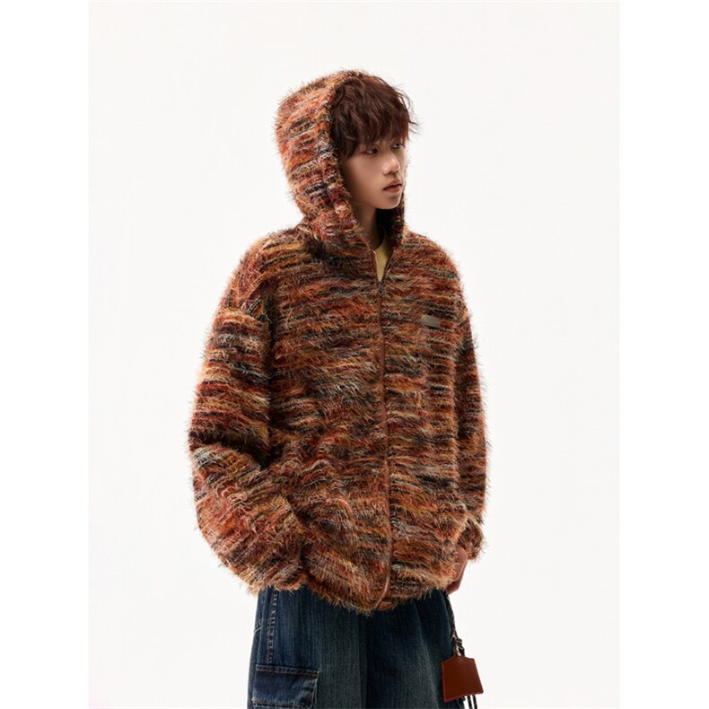 【现货】XZ1218MY9573特价P66美拉德油画渐变条纹毛衣开衫外套，男装针织衫/毛衣，星座1218（原611-3）