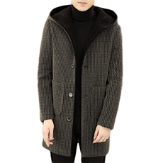 冬季新款男士金貂绒毛呢大衣中长款连帽韩版风衣外套2355P165，男装风衣，电商B226-2（原B217-2）
