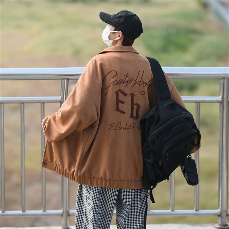 2024春秋季新款翻领简约休闲纯色复古夹克外套男情侣W06/P55,男装夹克,星座506