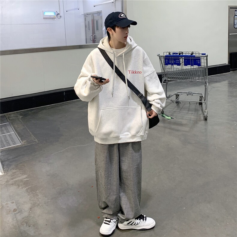秋冬新款简约宽松连帽卫衣D328-WY23094-薄款P55加绒P65,男装卫衣,电商D328