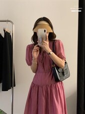 法式泡泡袖连衣裙夏季设计感小众温柔高级感，女装连衣裙，香丽迪1