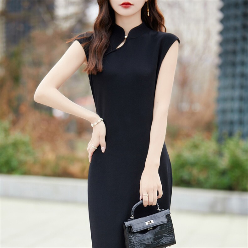 气质优雅时尚女士曲珠修身显瘦旗袍裙,女装连衣裙,东远绒业