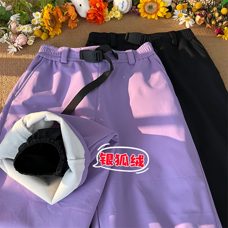 冬男女单板双板加绒加厚腰带登山裤防水防风滑雪裤K1002J加绒-P75,男装休闲裤,电商A001-1