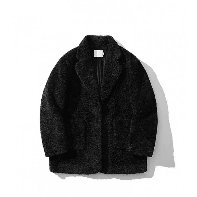 白底泰迪绒短款纯色西装大衣高级感毛呢大衣外套男77938P128控188，男装风衣，星座226-1