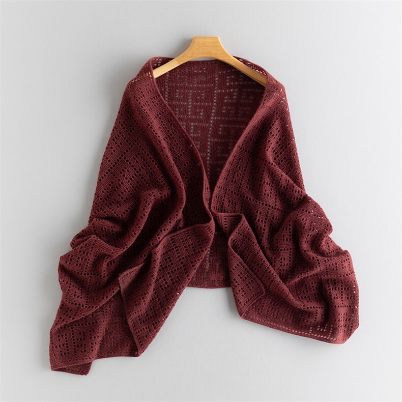 时尚气质百搭简约女士山羊绒钩花披肩围巾，围巾，江帆羊绒