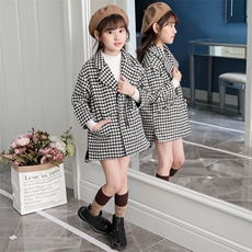 童熙&格子翻领外套，童装亲子装，童熙