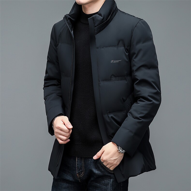 2023冬季新款羽绒服男士商务休闲纯色宽松免烫时尚中年潮流外套,男装羽绒服,电商B212（原钱塘6029）