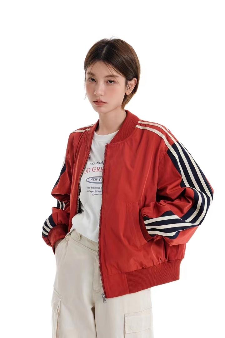 欧货气质拼条棒球服外套,女装其它,L·H·X