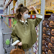 韩版宽松翻领短款外套女2025年春秋季新款设计感复古流行夹克上衣，女装短外套，浙宝285（原212）