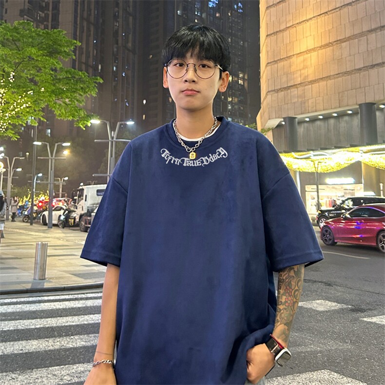 量大优供视频重磅麂皮绒短袖t恤男JT518-特p19,男装T恤,电商B371