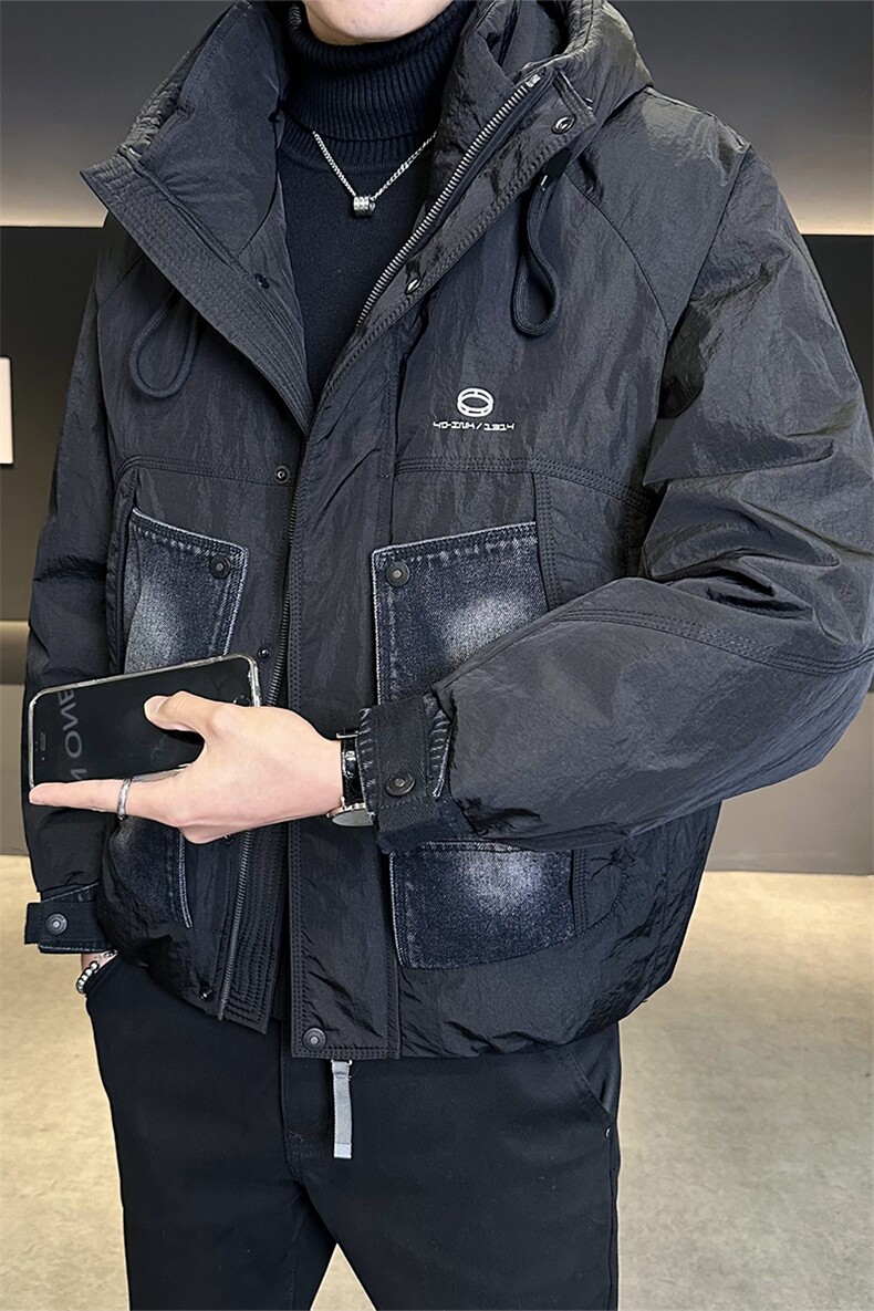 标50白鸭绒高端水洗牛仔拼接宽松羽绒服飞行员B317-2222-P325,男装羽绒服,电商B317