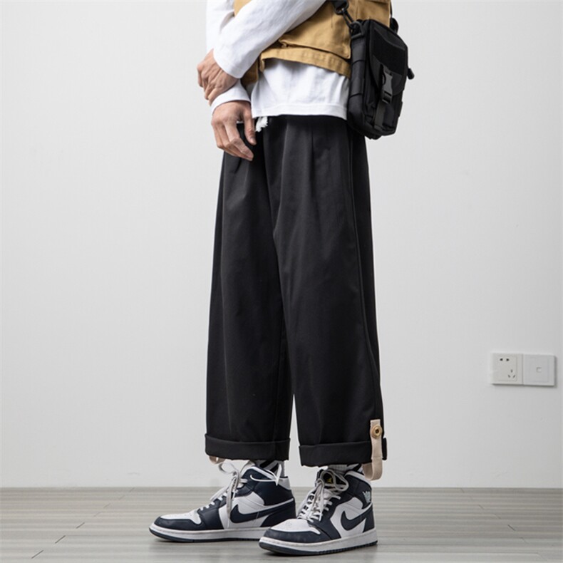 24秋季日系oversize宽松九分裤男潮流搭扣阔腿休闲裤子K2856-P35，男装休闲裤，电商A001