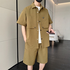 短袖衬衫男新款夏季薄款透气搭配一套短裤宽松翻领衬衣TZ066-P100，男装牛仔裤，星座308B-2