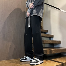 港风秋冬长裤美式高街卫裤宽松休闲针织拖地卫裤K23308-P40控58，男装休闲裤，星座717