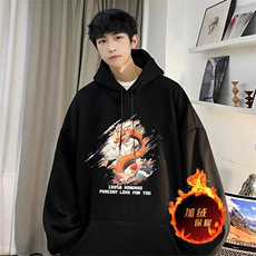 龙年卫衣冬季美式加绒加厚连帽卫衣外套DL1763常规特P35加绒特40，男装卫衣，电商A486