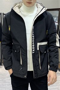 秋冬新款棉服男加绒加厚夹克风衣保暖外套工装棉衣黑860加绒图片