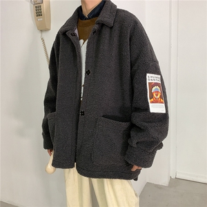 DB239-Y个性贴补印花加厚男士羊羔毛外套男图片