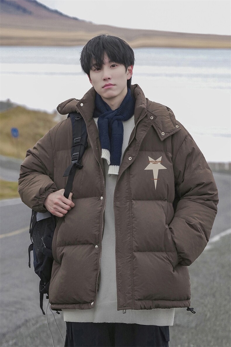 白鸭绒冬季保暖防风防水连帽羽绒服外套,男装羽绒服,电商A247