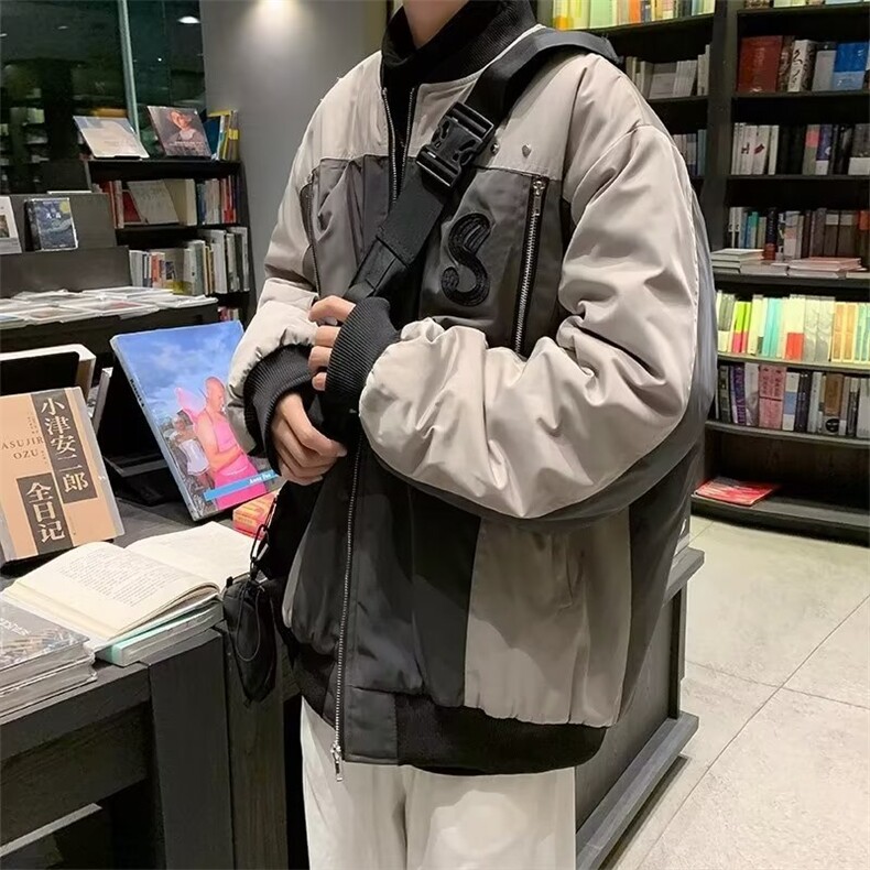 2024新款拼接棒球服飞行夹克男士潮流复古机能风外套M8825-P78,男装夹克,星座1109-3