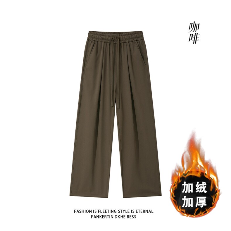 K177加绒-P45M-6XL冬季大码休闲库垂感直筒加绒加厚长裤,男装休闲裤,星座109