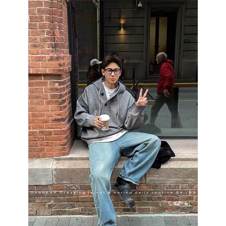 美式复古连帽毛衣针织衫男女秋冬新款潮牌宽松百搭外套MY333-P59,男装针织衫/毛衣,星座208-5