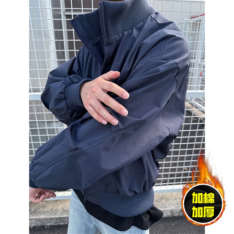 现货冬季美拉德立领飞行夹克廓形高街棒球服加棉加厚棉衣外套,男装夹克,电商A486-1