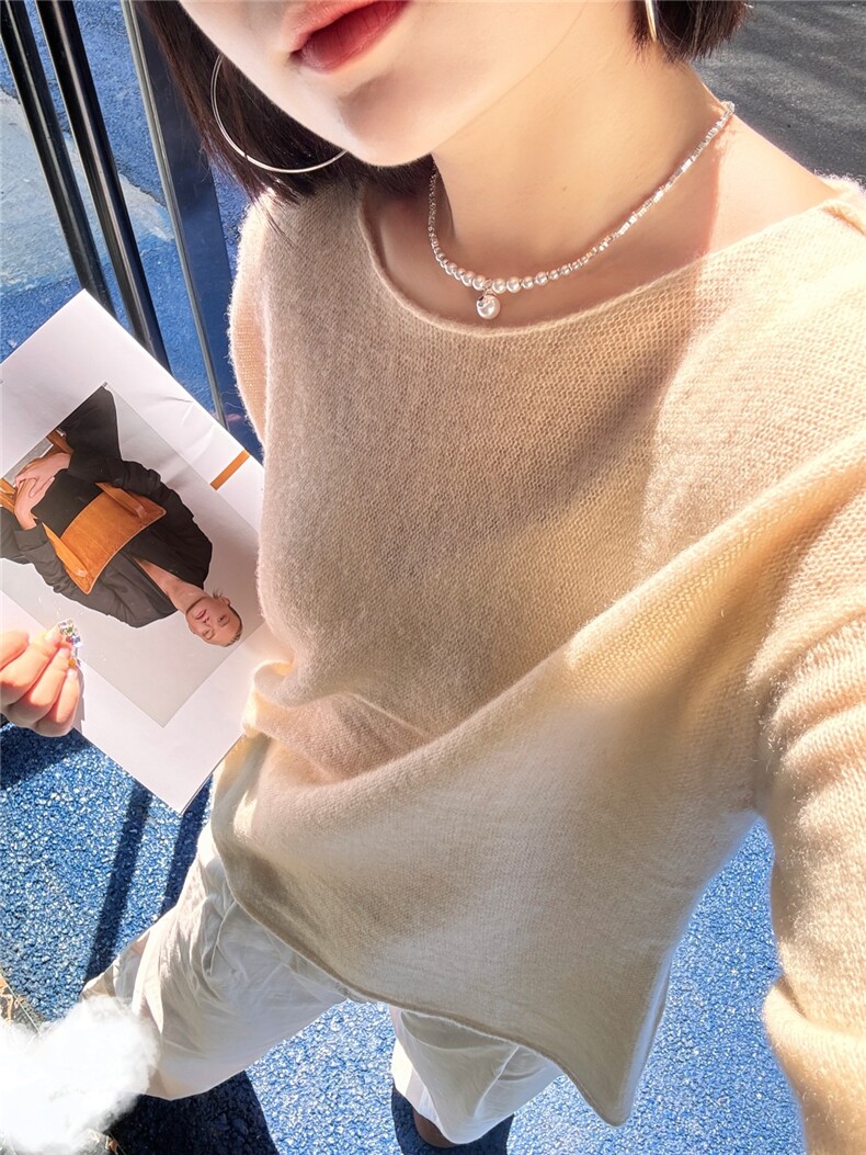 圆领羊绒衫女山羊绒秋冬内搭针织打底纯色毛衣,女装羊绒衫,大千羊绒