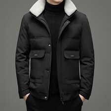 羽绒服男士休闲冬季脱卸毛领加厚款外套中年男装YYYR062131-P280图片