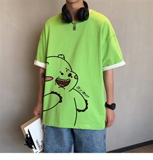 图案已注册港风日系休闲情侣潮大码风短袖T恤男7310F25控38图片