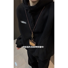 男女同款学院风连帽卫衣加绒厚款百搭帽衫外套3635-特P58加绒P65，女装短外套，电商B295