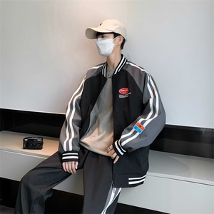 秋季新款大码休闲港风夹克宽松学生运动裤子套装男TZD10P110控139图片