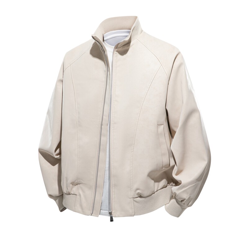 春季新款荔枝纹皮衣外套立领情侣宽松潮流工装拉链夹克JK2601/P78，男装夹克，电商B318