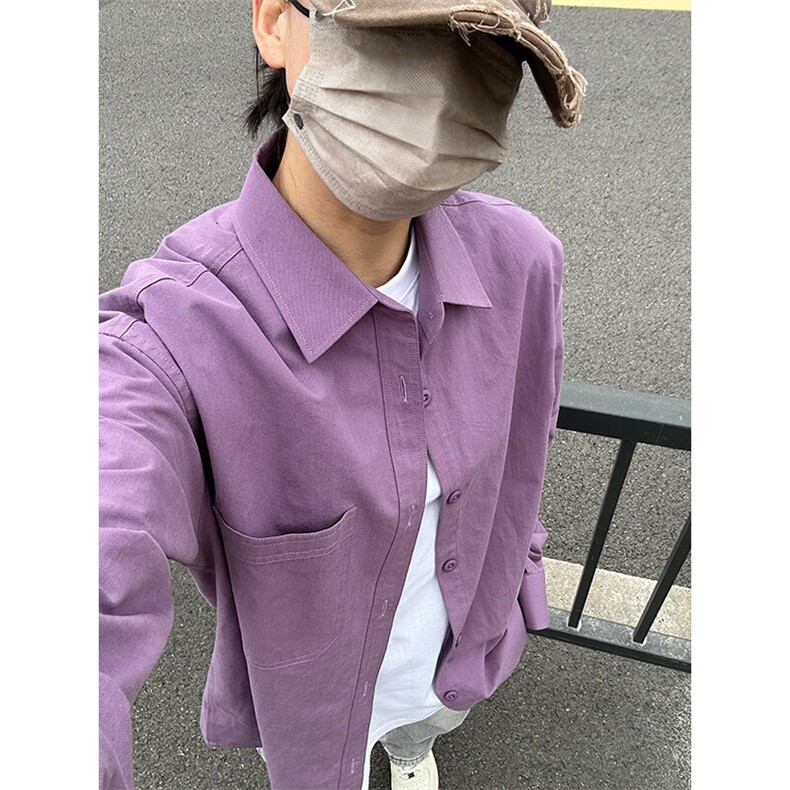 棉纯棉衬衫成衣水洗休闲韩版美式衬衫宽松纯色衬衣GC27-P35,男装衬衫,星座301C-5