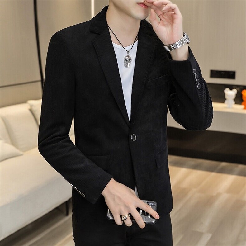 XZ8598P85新款灯芯绒休闲西装男外套韩版修身单西服上衣潮流韩版图片