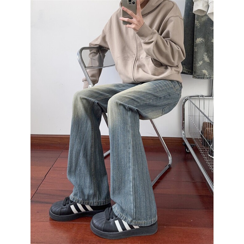 B221 美式ins高街暗黑提花修身微喇牛仔裤 LK24167-P60 控78图片