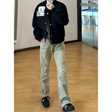 B221美式ins高街小众百搭纯色微喇牛仔裤LK22087-P55控78，男装牛仔裤，电商B221