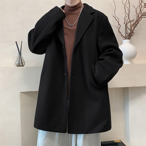 N9109/P90秋冬新款呢料毛呢西服男宽松外套上衣潮流宽松呢大衣图片