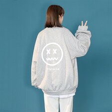 现货2025春装百搭表情中性情侣款圆领卫衣上衣D201-DM117-P45，男装卫衣，电商D321-1