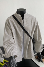 【现货】立领衬衣条纹长袖衬衫F6602特P45控68，男装衬衫，电商A309
