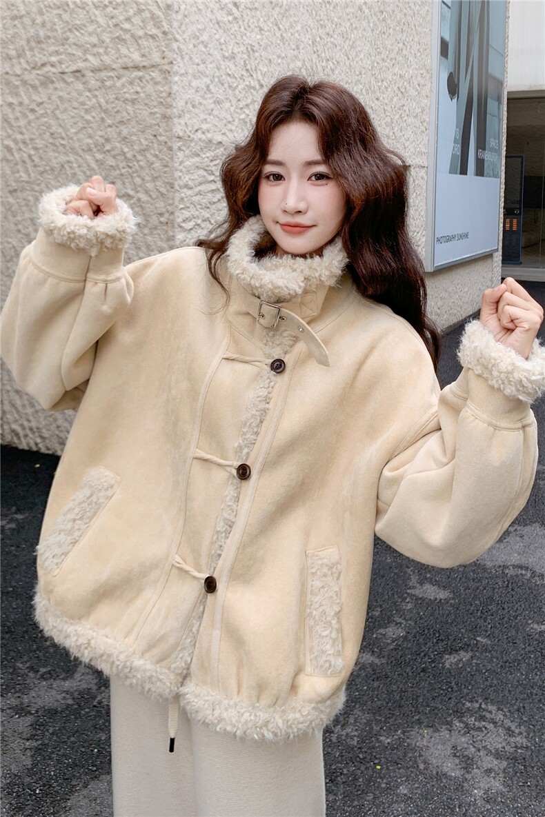 25新品冬季韩版简约皮毛一体6532-215-299,女装短外套,2C317