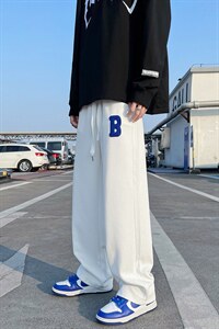 2023春装 男女款毛巾绣标休闲华夫格卫裤拖地裤 B221-LK22009-P50图片